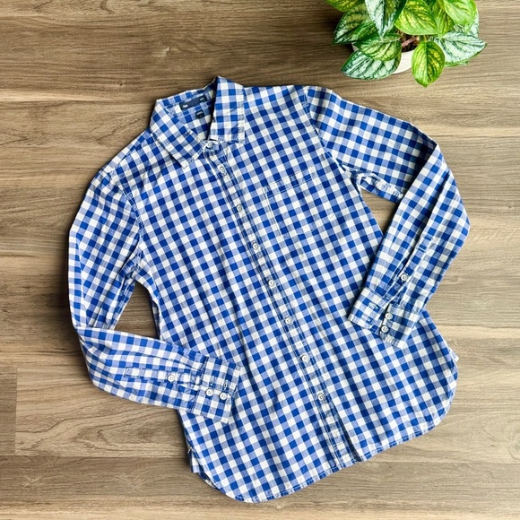 GAP Blue & White Gingham Button-Down Shirt Pocket – Size S - Picture 1 of 11